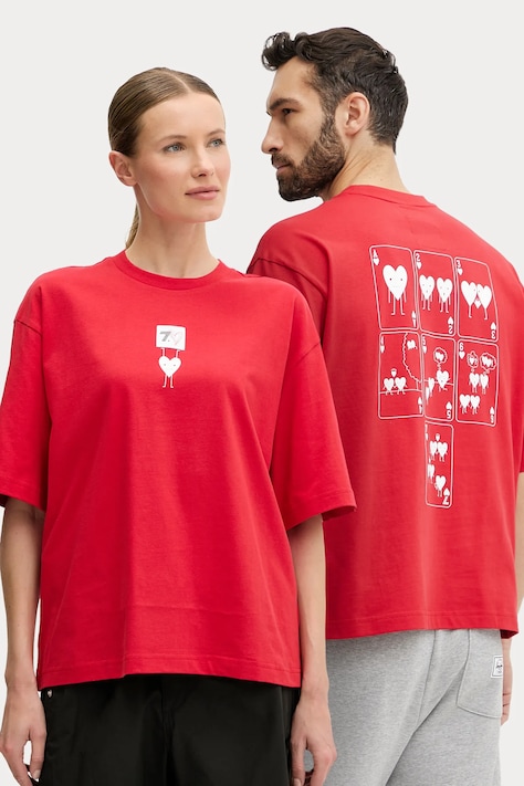 Памучна тениска EA7 Emporio Armani в червено с принт AF13243.7X000038