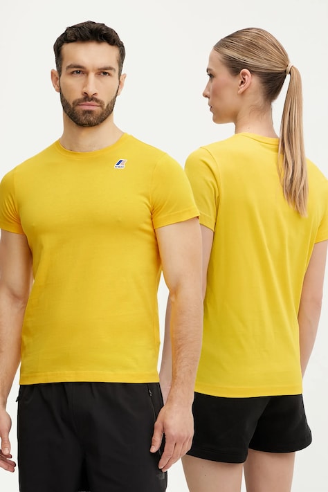 K-Way tricou din bumbac culoarea galben, cu imprimeu, K007JE0