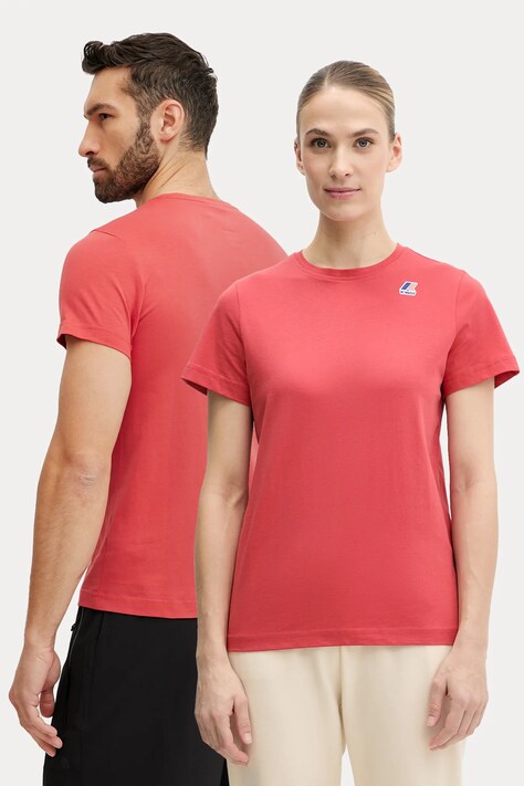 Bavlněné tričko K-Way červená barva, s potiskem, K007JE0