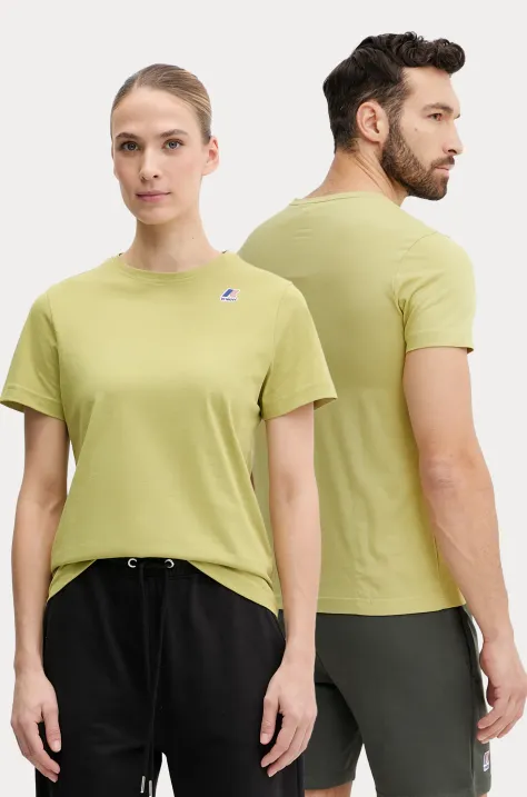 Bavlněné tričko K-Way zelená barva, s potiskem, K007JE0