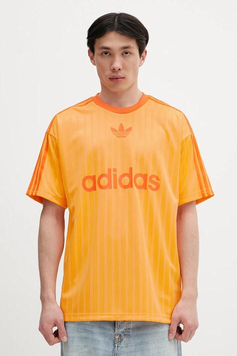 adidas Originals tricou Adicolor Poly T culoarea portocaliu, cu imprimeu, JP1027
