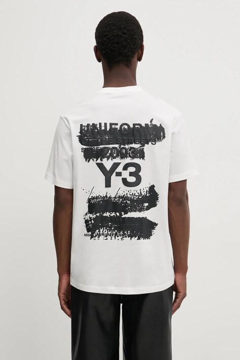 Bavlněné tričko Y-3 Graphic SS Tee bílá barva, s potiskem, JM7815
