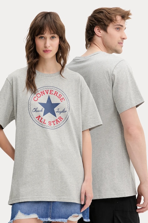Bavlnené tričko Converse šedá farba, s potlačou, 10025459-A07