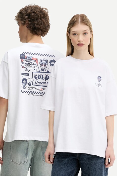 Kaotiko t-shirt bawełniany kolor biały z nadrukiem AQ053-01S-G002