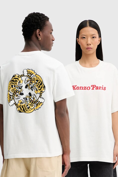 Памучна тениска Kenzo x Verdy в бяло с принт FF58TS4814SG.02