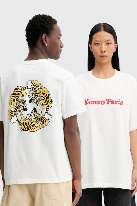 Kenzo t-shirt bawełniany x Verdy kolor biały z nadrukiem FF58TS4814SG.02