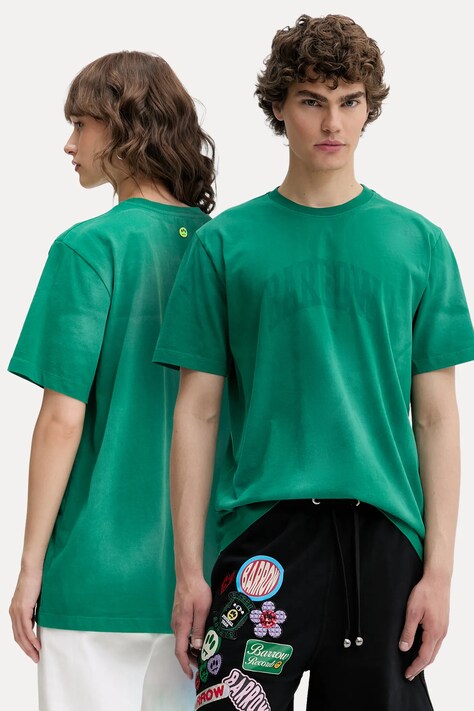 Barrow tricou din bumbac culoarea verde, cu imprimeu, S5BWUATH045