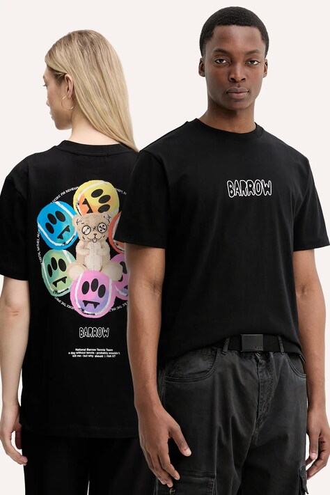 Хлопковая футболка Barrow цвет чёрный с принтом S5BWUATH053