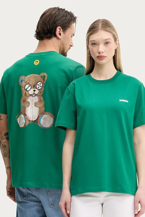 Barrow tricou din bumbac culoarea verde, cu imprimeu, S5BWUATH150