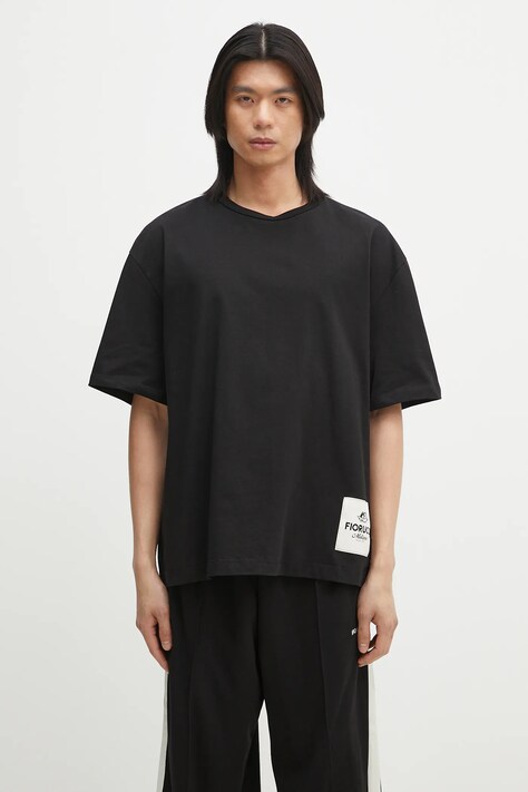 Хлопковая футболка Fiorucci Logo Label Boxy Fit цвет чёрный с аппликацией U02SPTSH103CJ01BK01