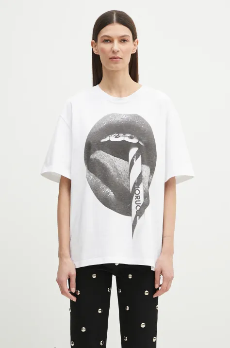 Памучна тениска Fiorucci Mouth Print Boxy в бяло с принт U02SPTSH103CJ01WH05