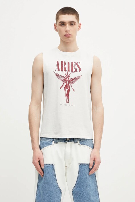 Bavlnené tričko Aries Faded Nirvana Muscle Vest béžová farba, AR4002703