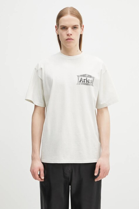 Бавовняна футболка Aries Aged Ancient Temple SS Tee колір бежевий з принтом AR6003103