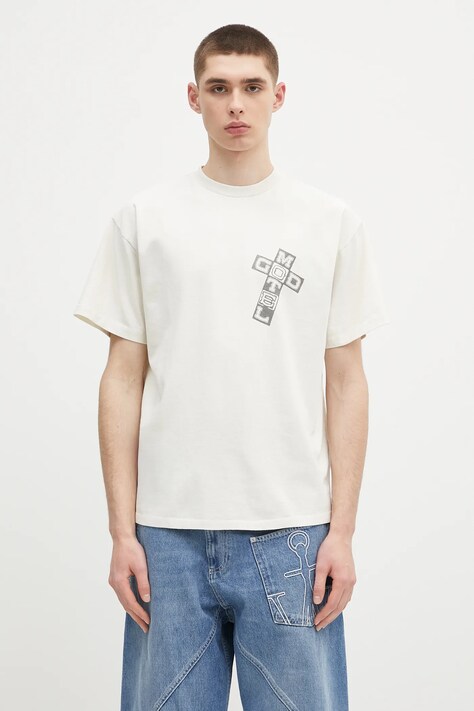 Бавовняна футболка Aries Faded God Town SS Tee колір бежевий з принтом AR6003803