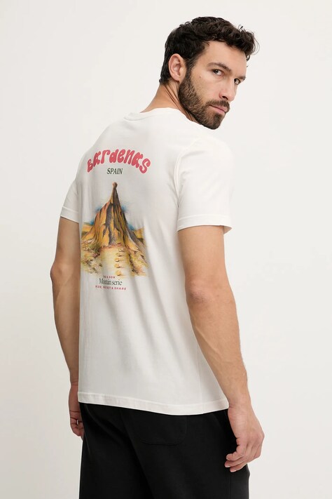 Picture t-shirt bawełniany D&S Bardenas kolor beżowy z nadrukiem MTS1242