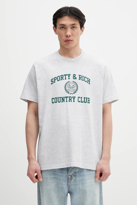 Majica kratkih rukava Sporty & Rich Varsity Crest boja: siva, s tiskom, TO043606218GY03