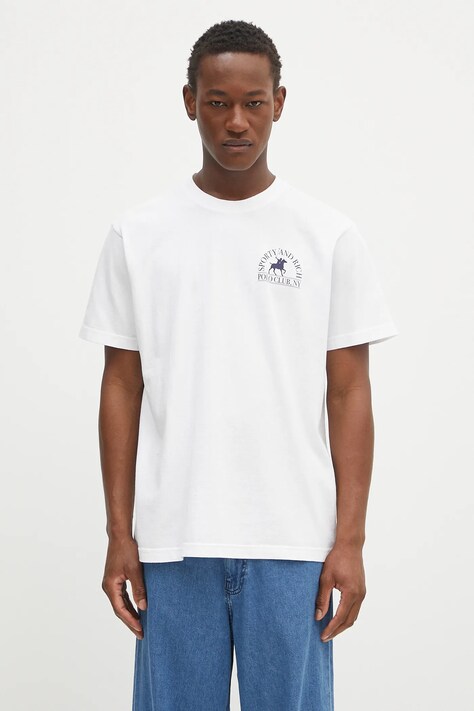 Sporty & Rich t-shirt bawełniany Polo Club kolor biały z nadrukiem TO043612252WH01