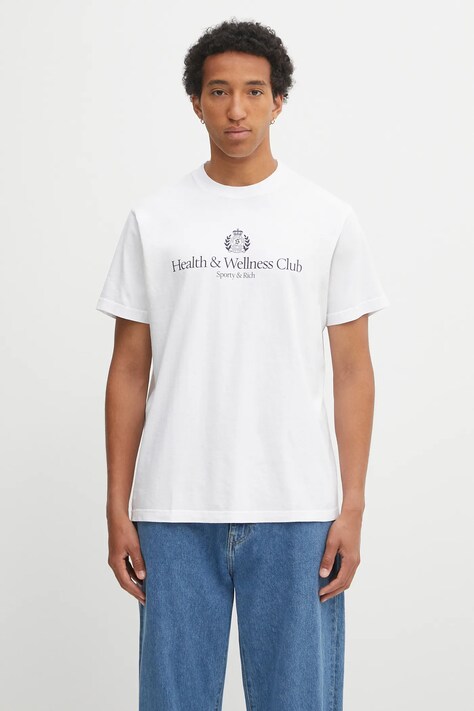 Sporty & Rich t-shirt bawełniany H&W Crest kolor biały z nadrukiem TO043620241WH01