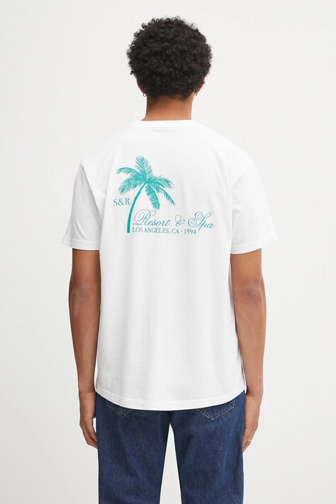 Sporty & Rich t-shirt bawełniany Palms kolor biały z nadrukiem TO043620253WH01