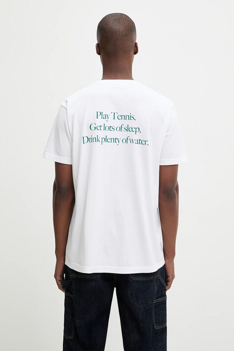Sporty & Rich t-shirt bawełniany Play Tennis kolor biały z nadrukiem TO043621425WH01