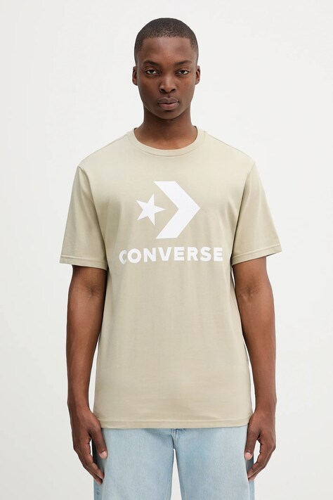 Converse t-shirt bawełniany kolor beżowy z nadrukiem 10025458-A45