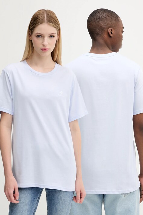 Converse t-shirt bawełniany kolor niebieski z aplikacją 10023876-A48