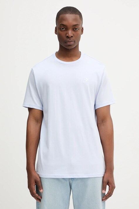 Converse t-shirt bawełniany kolor niebieski z aplikacją 10023876-A48