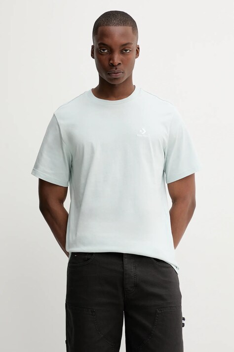 Converse t-shirt bawełniany kolor turkusowy gładki 10023876-A50