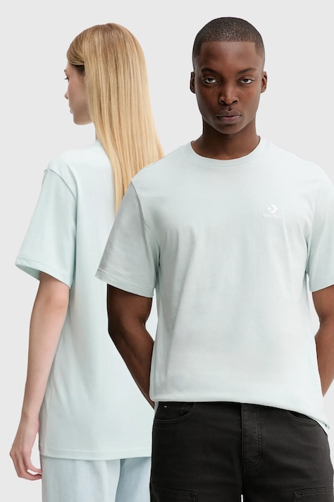 Converse t-shirt bawełniany kolor turkusowy gładki 10023876-A50