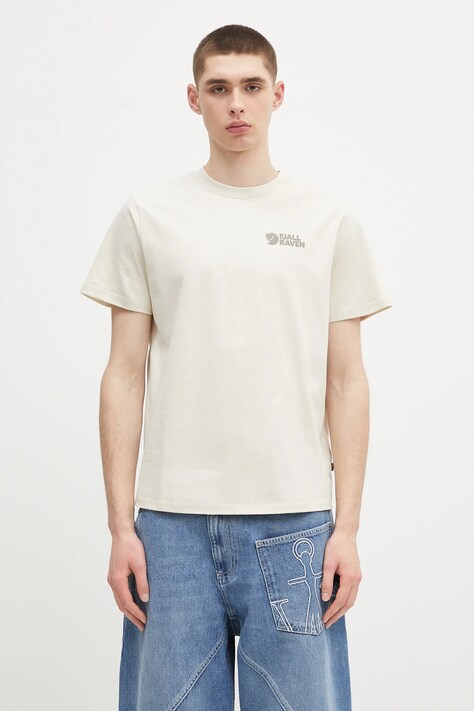 Pamučna majica Fjallraven Heavy Classic T-shirt boja: bež, bez uzorka, F87105