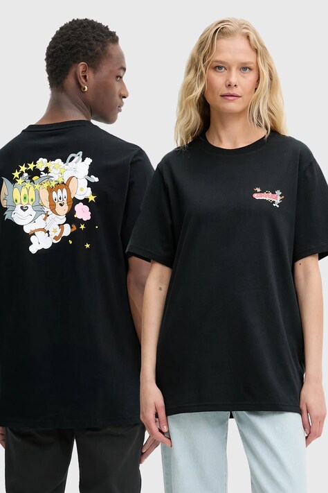 Bavlněné tričko Converse Converse x Tom & Jerry černá barva, s potiskem, 10028755-A01