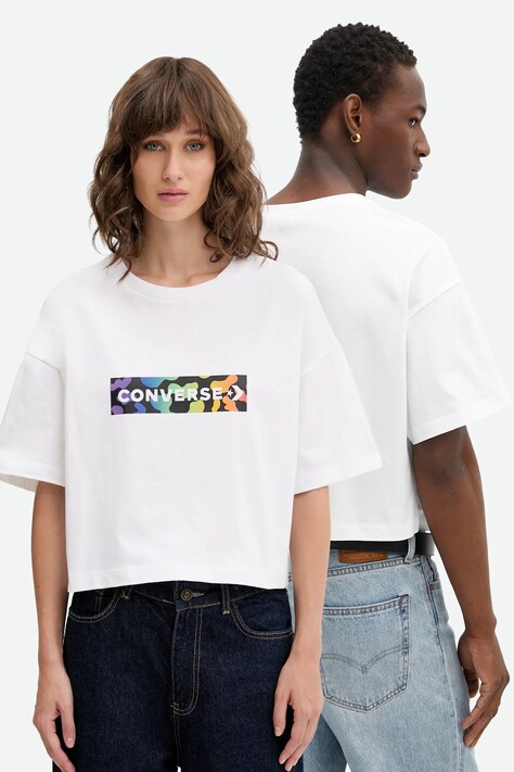 Converse t-shirt bawełniany kolor biały z nadrukiem 10028588-A01