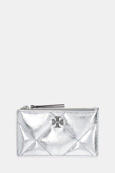 Tory Burch portfel skórzany Kira Diamond damski kolor srebrny 175012-040