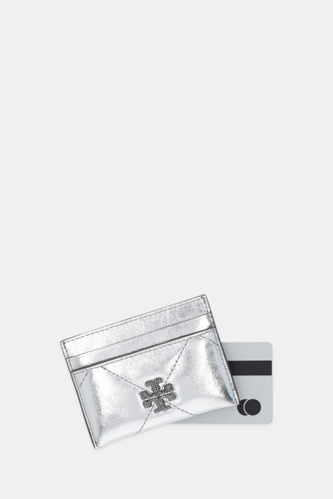 Шкіряний чохол на банківські карти Tory Burch Kira Diamond — SS26-AKD01H, срібний — фото 3