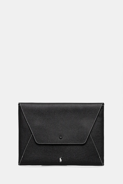 Kožená kozmetická taška Polo Ralph Lauren čierna farba, 427971194