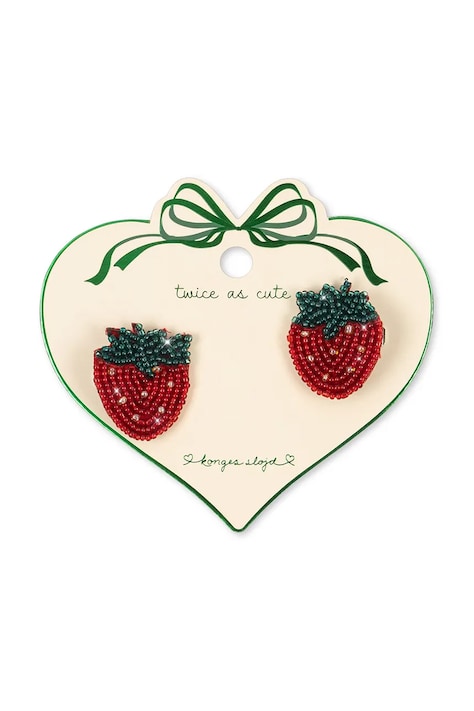 Konges Sløjd spinki do włosów dziecięce 2 PACK STRAWBERRY BEADED HAIR CLIP 2-pack KS103650