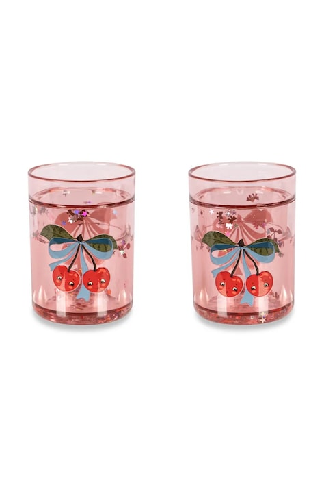 Konges Sløjd zestaw kubków dziecięcych 2 PACK GLITTER CUPS różowe KS103024