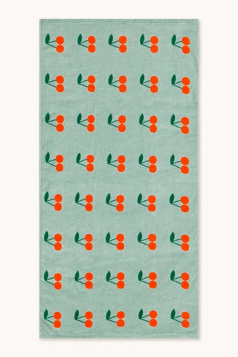 Tinycottons ręcznik bawełniany dziecięcy CHERRIES TOWEL kolor turkusowy SS26-572