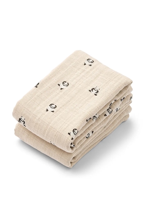 Liewood ręcznik dziecięcy bawełniany Lewis Muslin Cloth 2-Pack beżowy LW14907