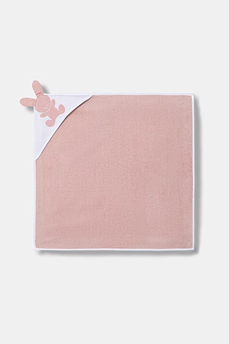 United Colors of Benetton ręcznik z kapturem dziecięcy bawełniany różowy 64QHR8003