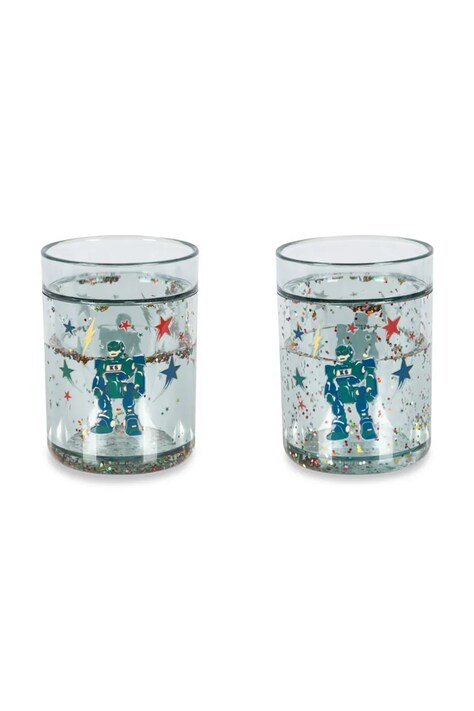 Konges Sløjd zestaw kubków dziecięcych 2 PACK GLITTER CUPS niebieski KS103024