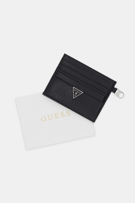 Шкіряний чохол на банківські карти Guess MONACO — SS26-AKM014, чорний — фото 4