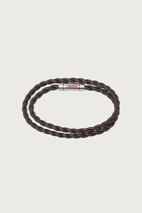 HUGO Náramek pánský kůžený E-DOUBLEBRAID4-BRA 50552596