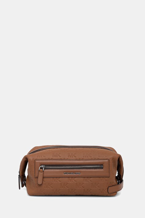 Michael Kors kosmetyczka męska skórzana brązowa 33S6LJSN2L