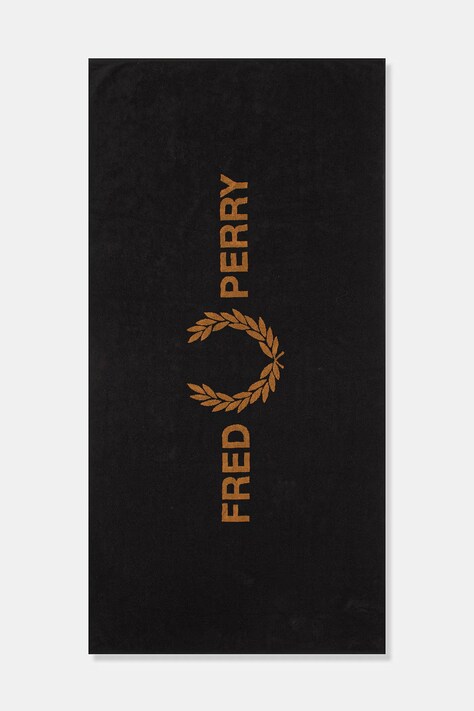 Fred Perry ręcznik plażowy bawełniany czarny MS7705