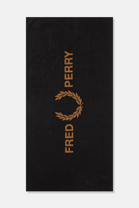 Fred Perry ręcznik plażowy bawełniany czarny MS7705