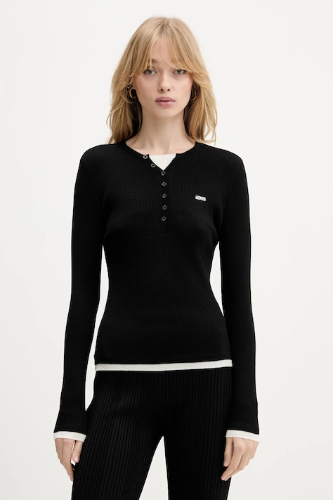 Gestuz sweter z dodatkiem wełny damski kolor czarny lekki 10910848