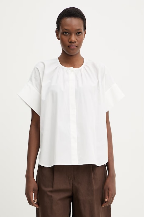 Pamučna košulja Weekend Max Mara EDUCATA za žene, boja: bijela, relaxed, 2615111172600