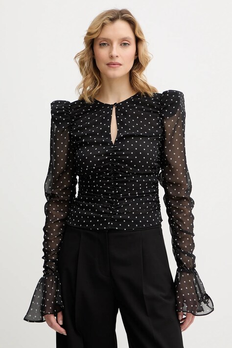 Rotate bluzka damska kolor czarny wzorzysta 115222000