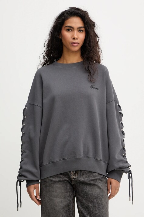 Rotate bluza bawełniana damska kolor szary gładka 1154681205